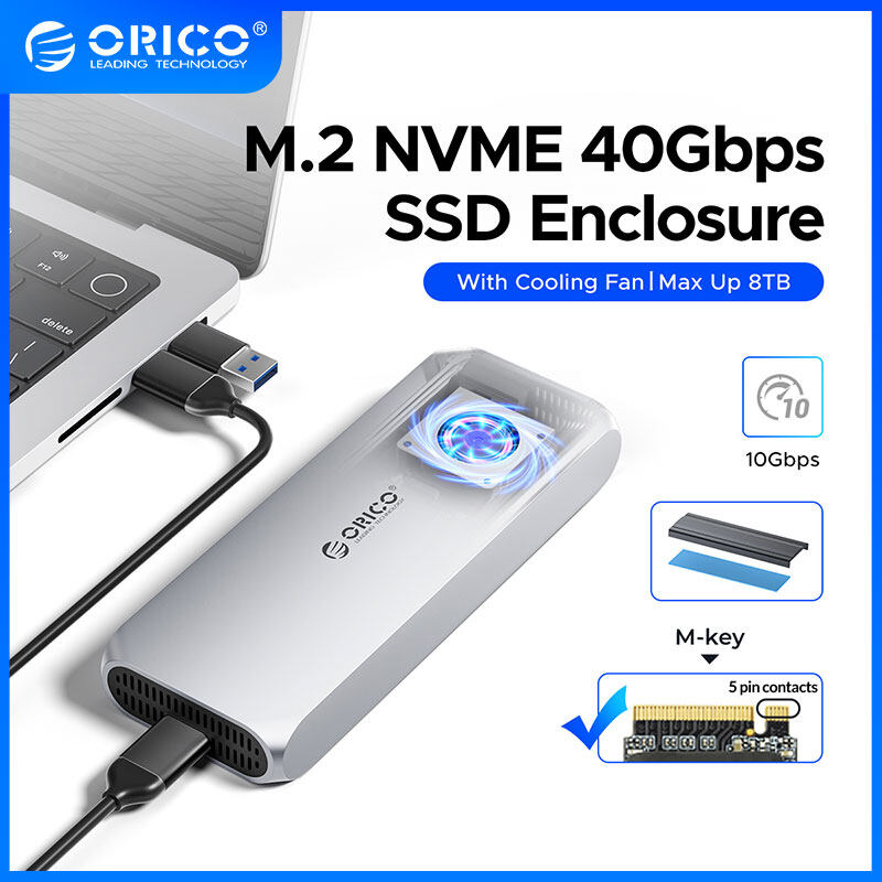 ORICO usb4 40Gbps SSD bao vây loại USB C với quạt tản nhiệt pcie4.0 NVMe bao vây nhôm tương thích Sét 3 4 cho máy tính xách tay điện thoại vỏ bọc ổ cứng