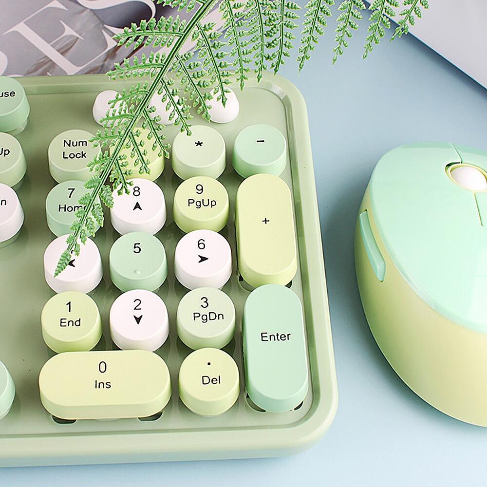 [bán chạy] mofii combo chuột bàn phím ngọt ngào bộ chuột bàn phím không dây 2.4g màu hỗn hợp nắp phím treo tròn cho máy tính xách tay màu xanh dương 13
