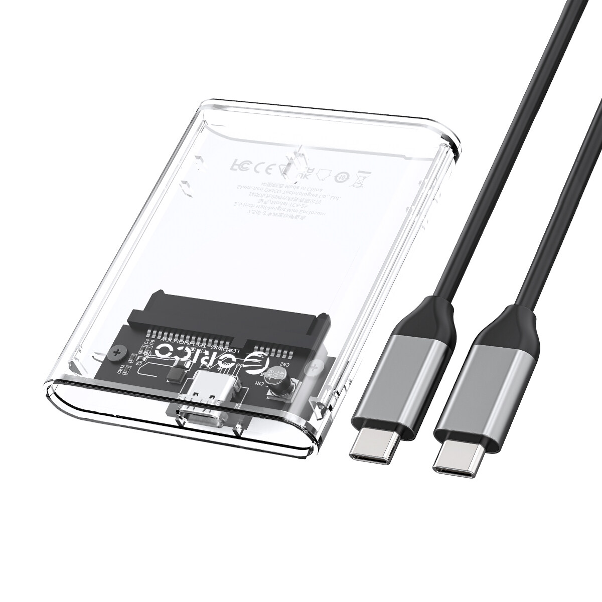 ORICO trong suốt 2.5 inch một nửa Kích thước SSD mini bao vây 5GPBS tối đa hỗ trợ 4TB với Loại C Cáp