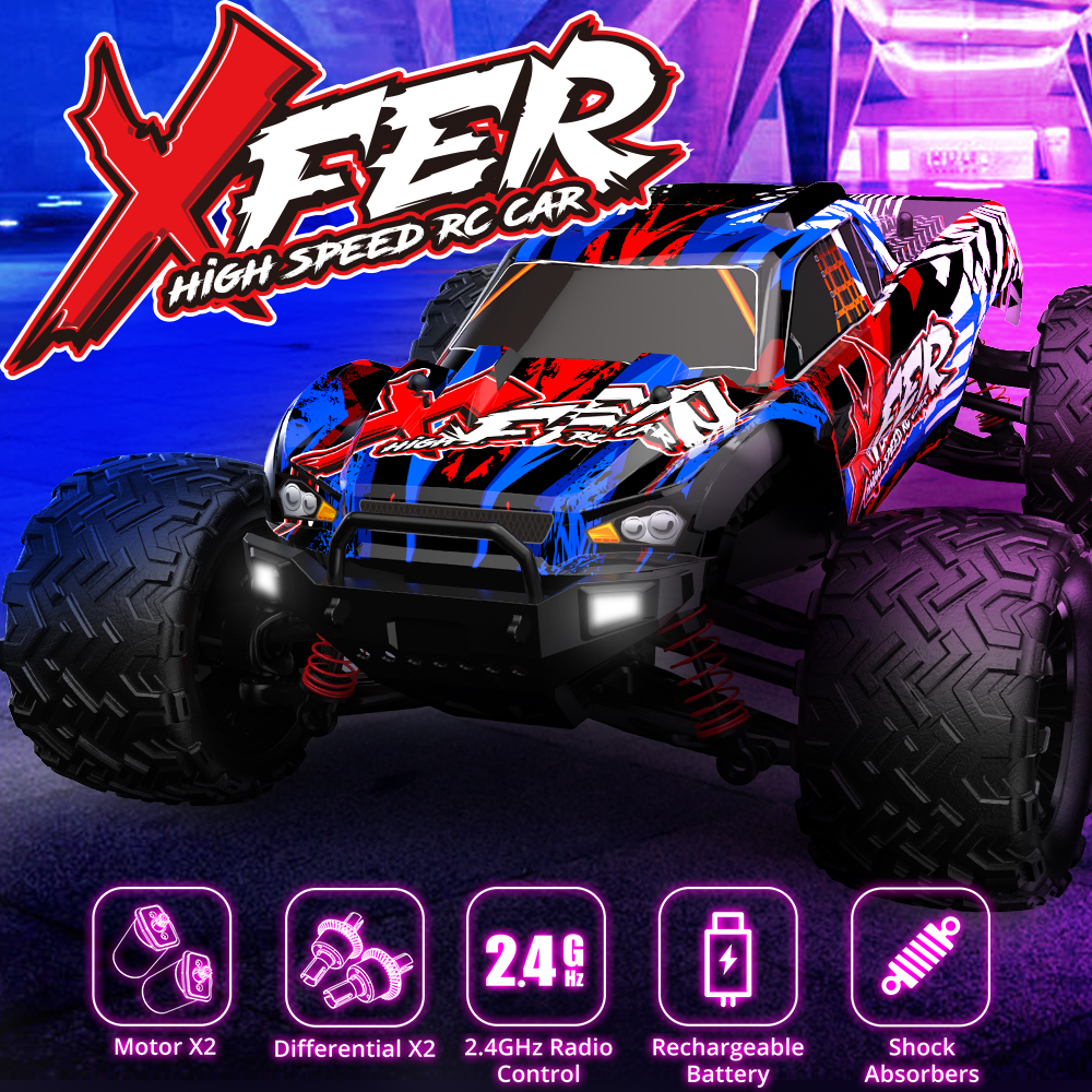 RC Cars 40KM/H High Speed Remote Control Car 4WD 1:16 Scale Monster Truck, Double Motor All Terrain Climbing Off Road Car Vehicle Toys Gifts for Kids Teens Boys ราคา 1,368 บาท*ส่งฟรี