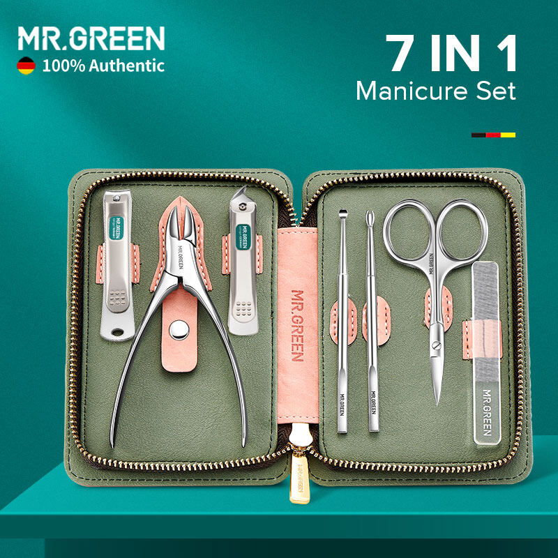 Germany Goods MR.GREEN Manicure Set Pedicure Sets Nail Clipper Stainless Steel Professional Nail Cutter with Elegant Case