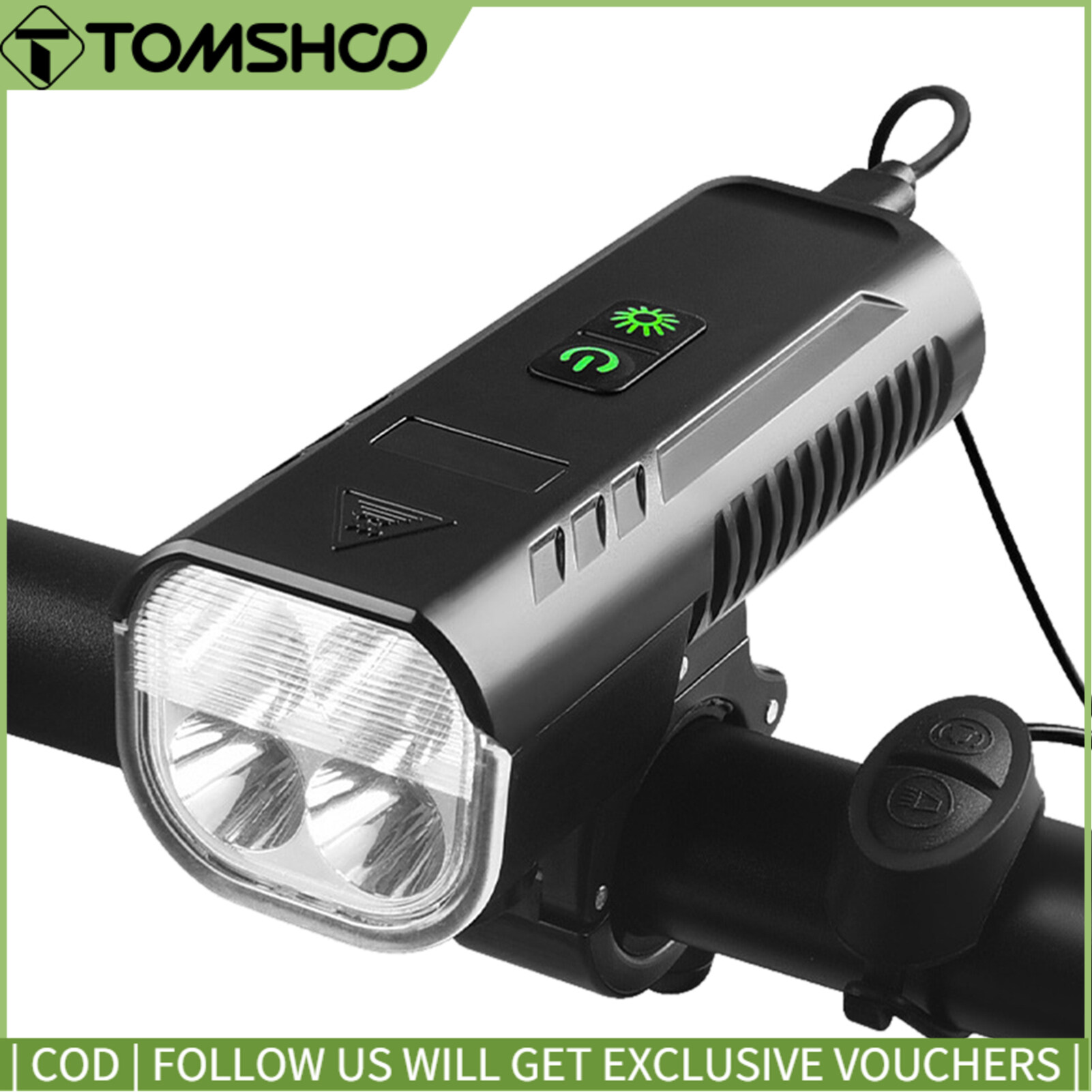 Topp Cycling Bike Front Light with Horn USB Rechargeable Bicycle Headlight