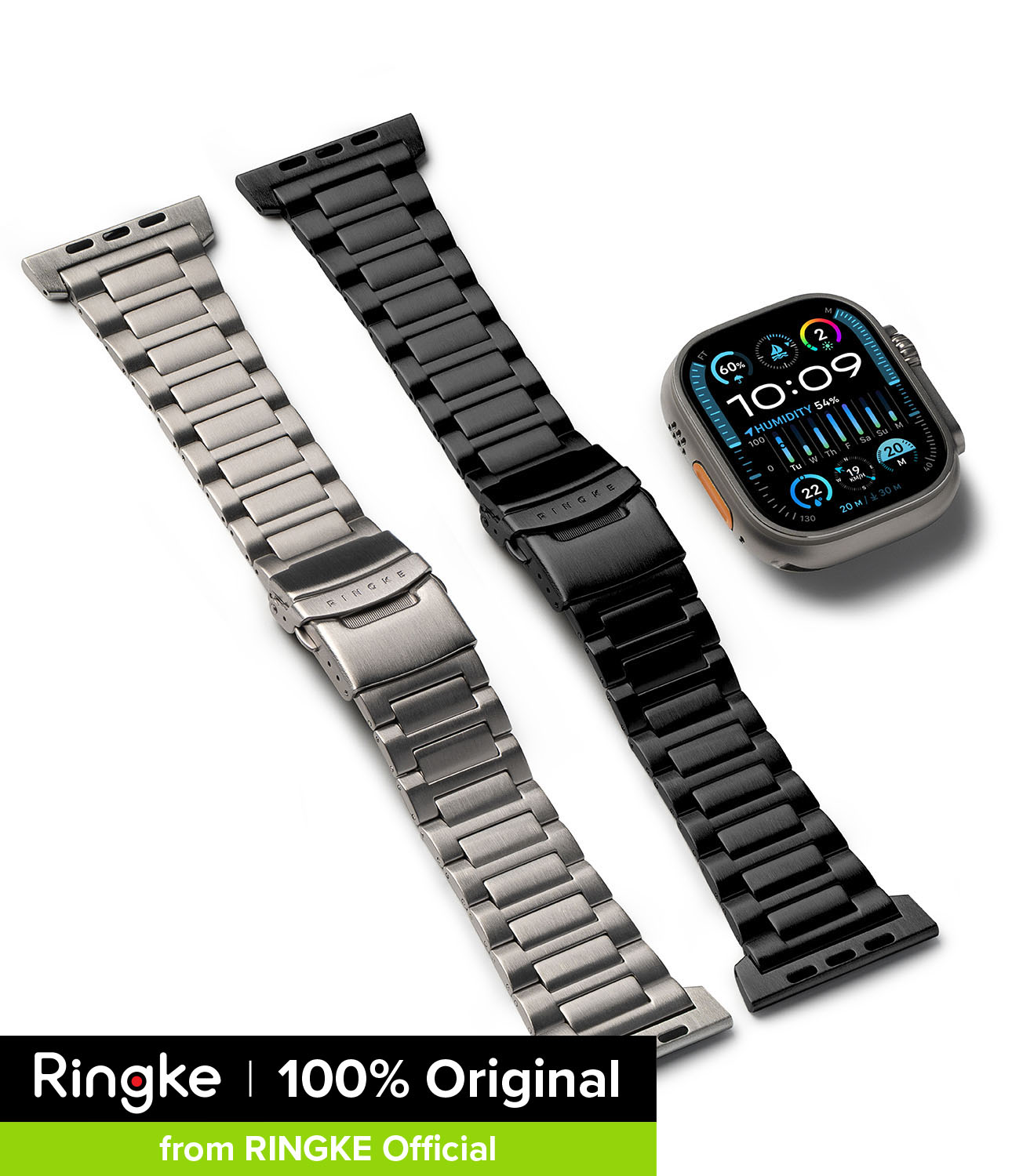 Ringke Titanium One Apple Watch Band for Apple Watch Ultra 3 / 2 / 1 Series 3 or Later 42 / 44 / 45 / 46 / 49mm Lightweight Titanium Strap with DLC Coating