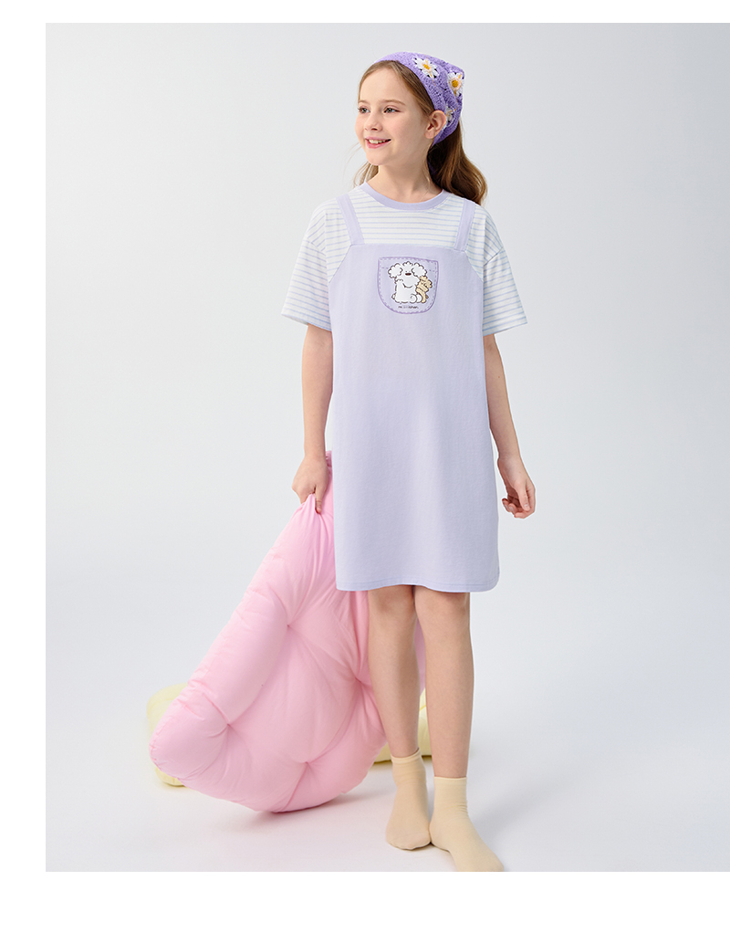 Balabala Miiiiichan Ip Girl nachtjapon, kinderkleding, zomerjurk met airconditioning, puur katoen