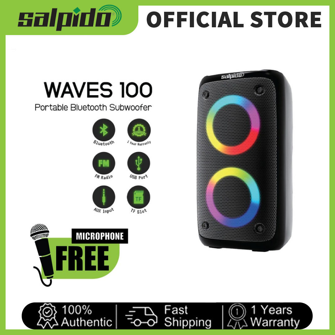 Salpido Waves 100 Portable Bluetooth Subwoofer 20Watt Output Power | RGB | Support Microphone