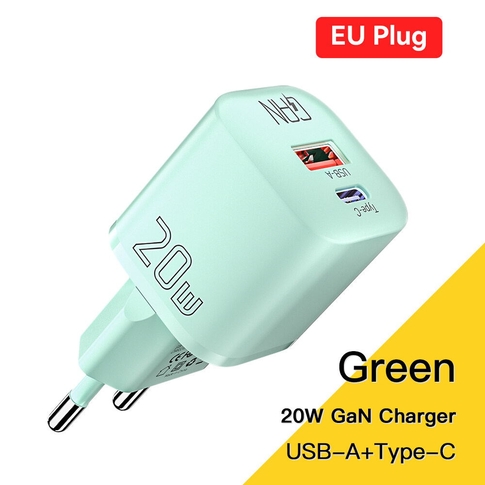 Essager Bộ Sạc USB Type C GaN 20W Bộ Sạc Nhanh PD Điện Thoại QC 3.0 Cho iPhone 14 13 12 11 Pro Max S