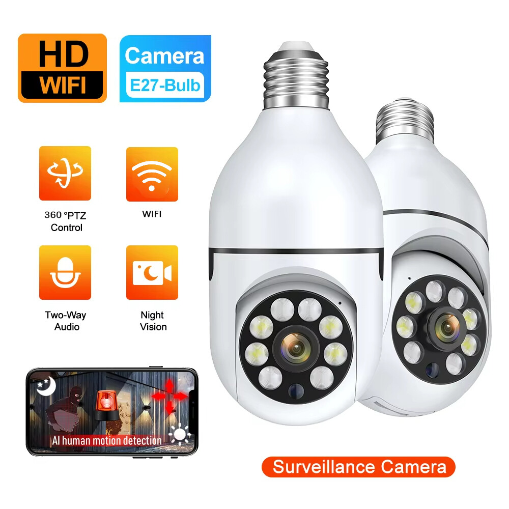 Wifi Bulb Surveillance Camera Wireless Night Vision HD 360° Rotating Two-way Talk Security Baby Monitor Zoom Full Color Video ราคา 199 บาท*ส่งฟรี