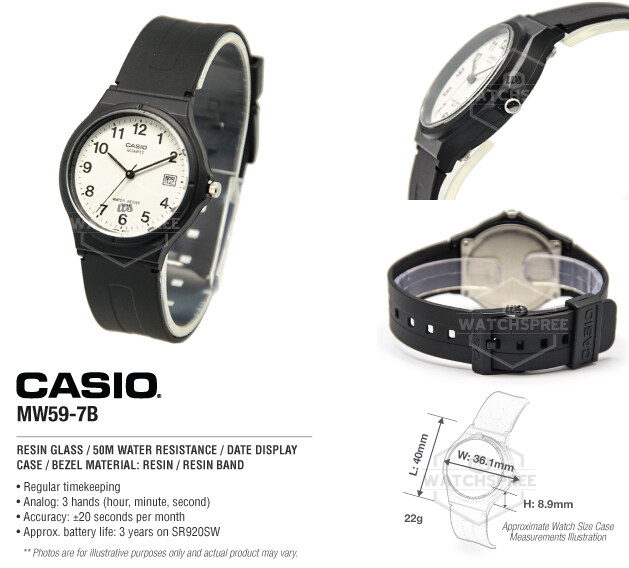 Casio Mw 59 7bvdf Unisex Quartz Analog Date Display Resin Watch Mw 59 7b Mw 597b Mw59 7b Mw597b Lazada