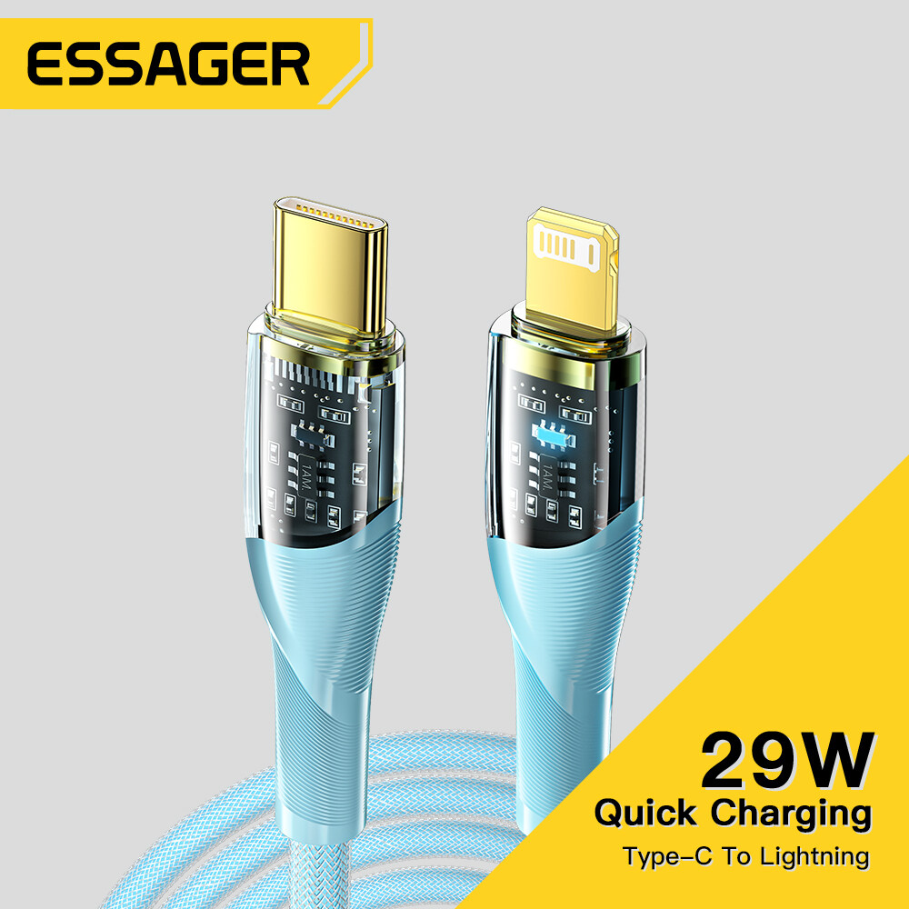 Essager Cáp USB C Cho IP 13 12 Pro Max XR 8 PD 29W Sạc Nhanh Cho Cáp Sạc IP Cho MBk Pro Cáp Type C