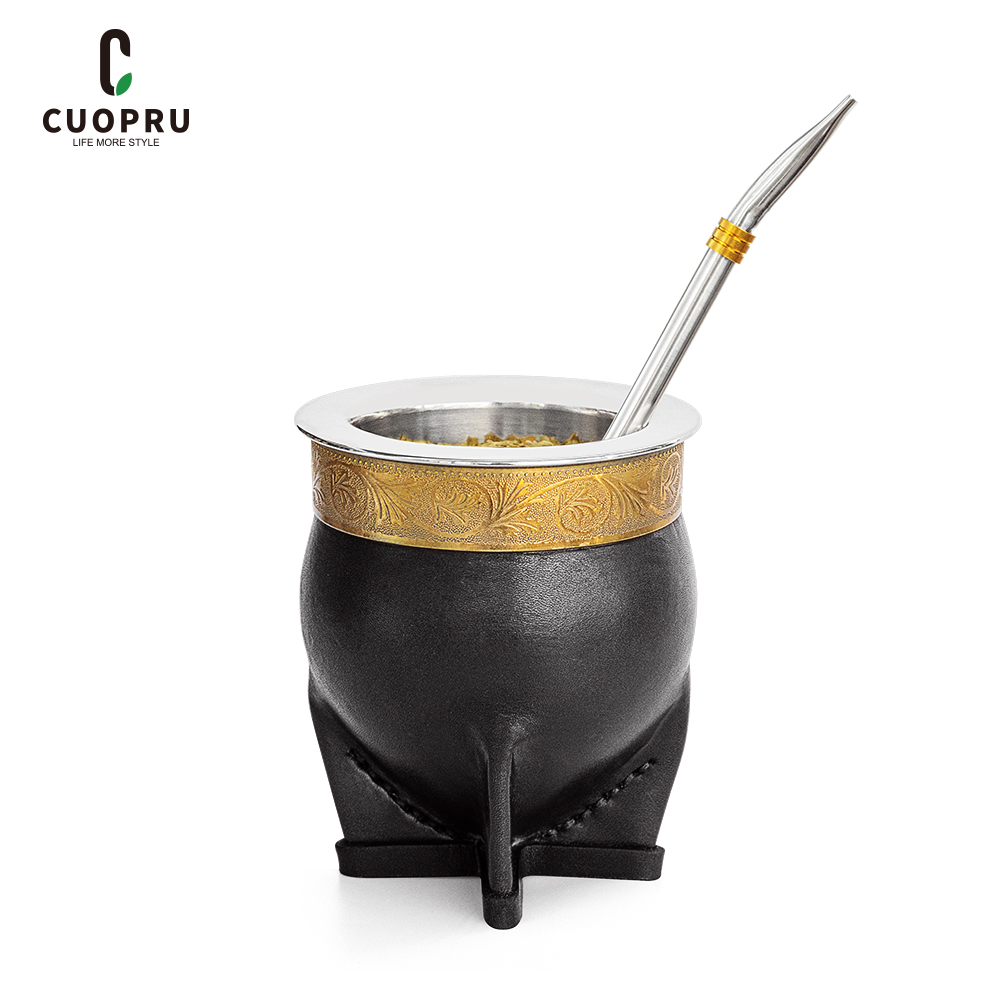 Cuopru yerba mate tea cup with 304 stainless steel tumbler tube. High Baroque leather, straw ราคา 2,328 บาท*ส่งฟรี