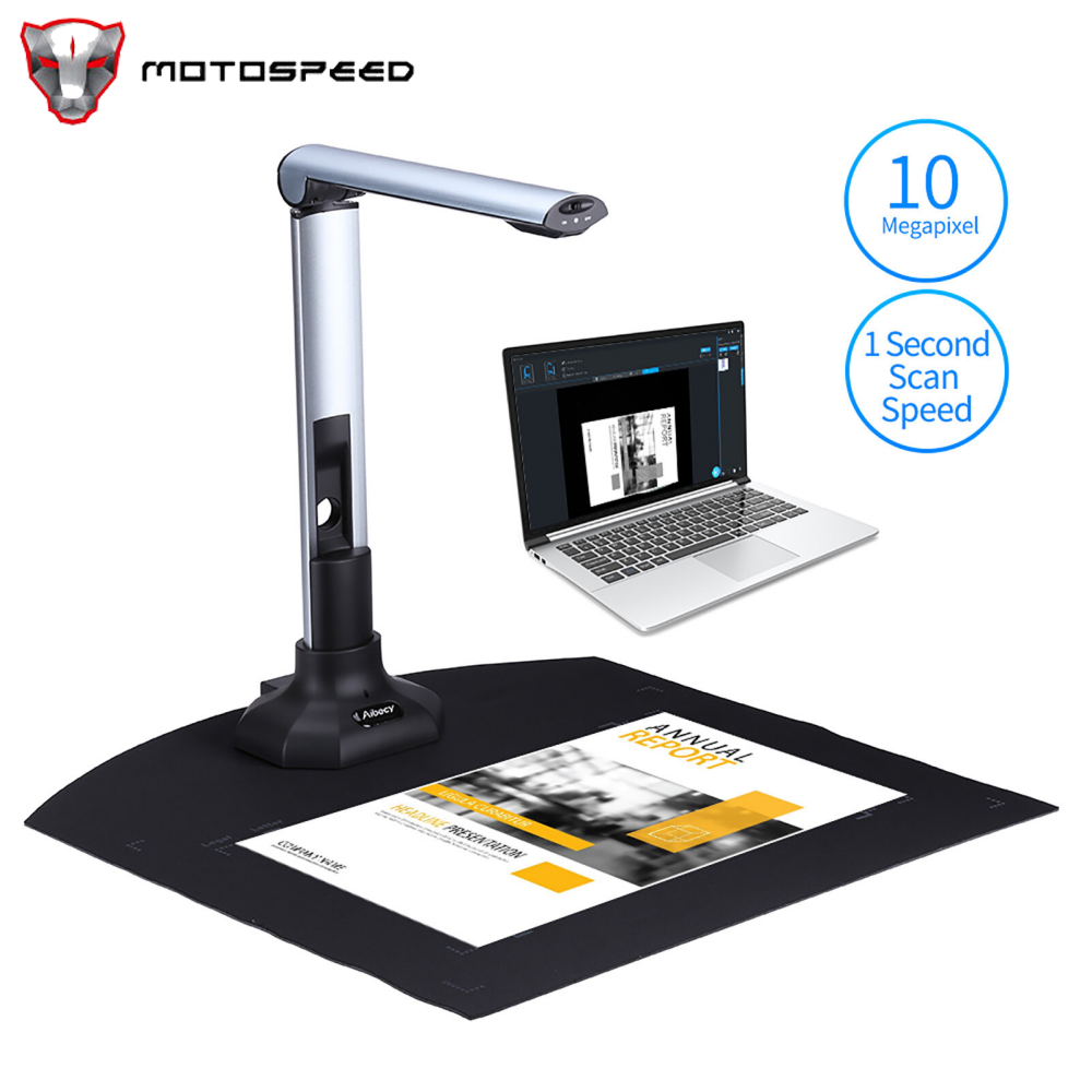 MOTOSPEED Portable Book & Document Camera Scanner Capture Size A3 HD 10 Mega-pixels USB 2.0 High Speed Scanner with LED Light for ID Cards Passport Books Watermarks Setting PDF Format Export ราคา 3,730 บาท*ส่งฟรี