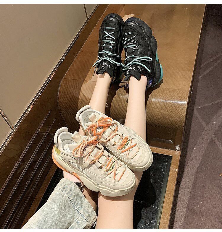 Giày Nữ Thời Trang Hàn Quốc Giày Da PU Đế Dày Nâng Cao Chống Thấm Nước Giày Thể Thao Ngoài Trời