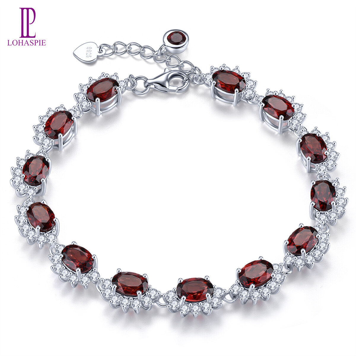Lohaspie Jewelry Pure 12.5 Carats 925 Sterling Silver Bracelet With Gem Natural Garnet Bracelet 925 Silver Bracelet Original Women Fashion Bracelet 925 Silver Jewelry ราคา 5,251 บาท*ส่งฟรี
