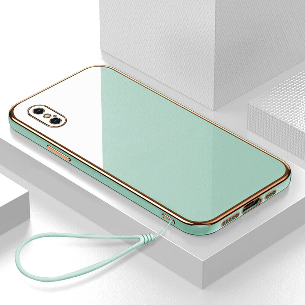 Ốp Lưng iPhone XS Max X XR Ốp Lưng Vỏ sang trọng 6D Mạ điện mềm Khung hình vuông silicon mềm mại sáng bóng