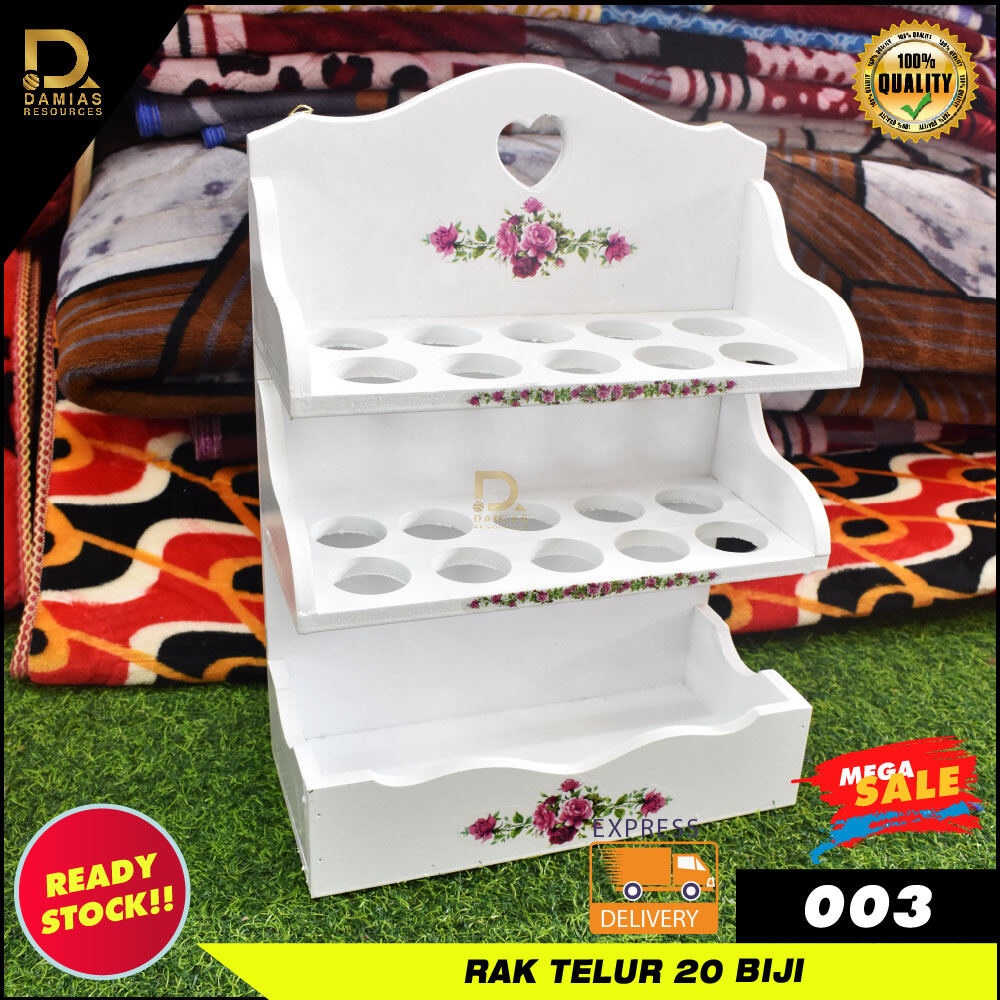 Gambar Vantage (20 Biji Telur) Rak Telur Egg D laila Bunga Kayu White Exclusive Hiasan Dapur  Kitchen Mewah