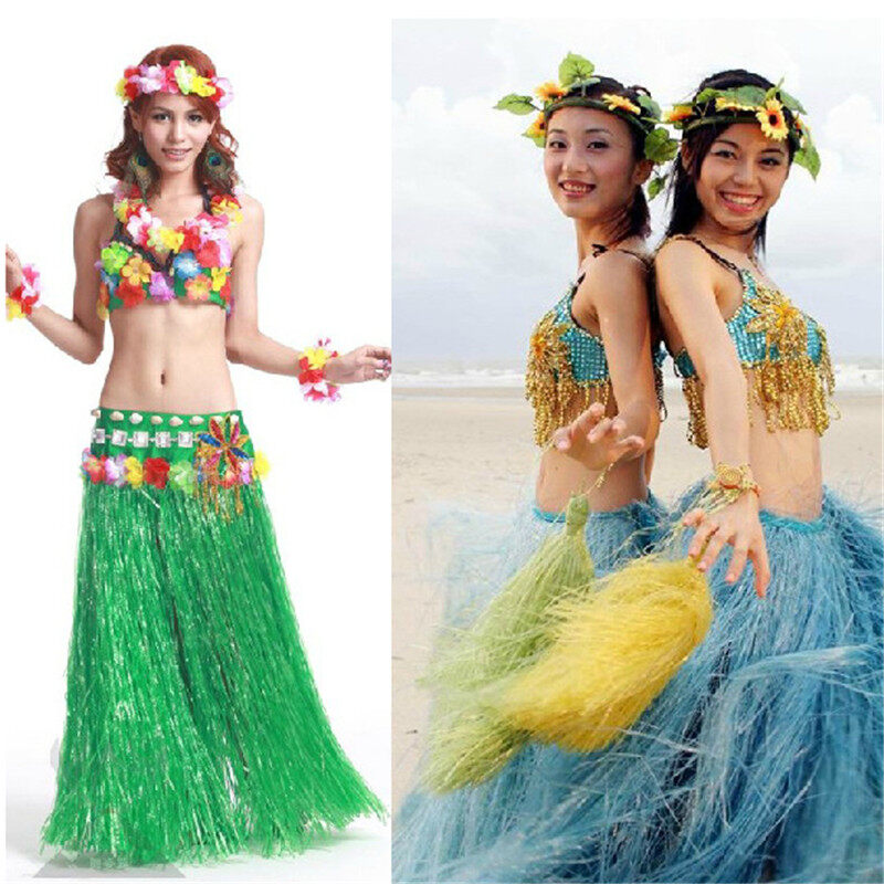 QUNED Hawaiian Grass Skirts Hula Skirt Ladies Dress Festive Party Plastic  Fibers 80CM