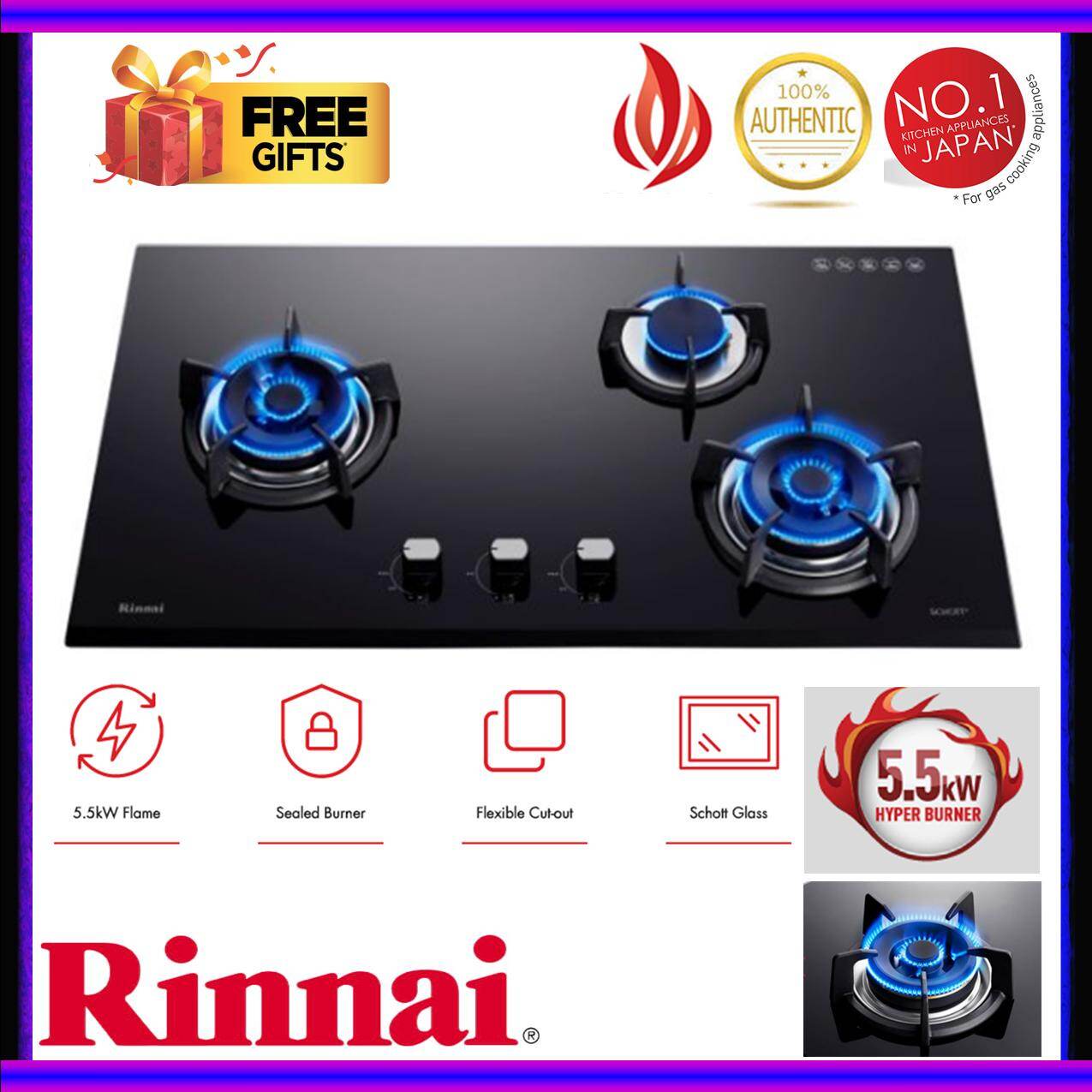 Rinnai RB-72G Built in 2 Burner Gas Hob Gas Stove RB72G Hyper Burner Glass  Built in Hob | Lazada
