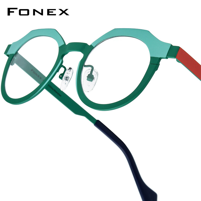 FONEX Pure Titanium Glasses Frame Men 2025 New Fashion Brand Design Vintage Round Eyeglasses Women R
