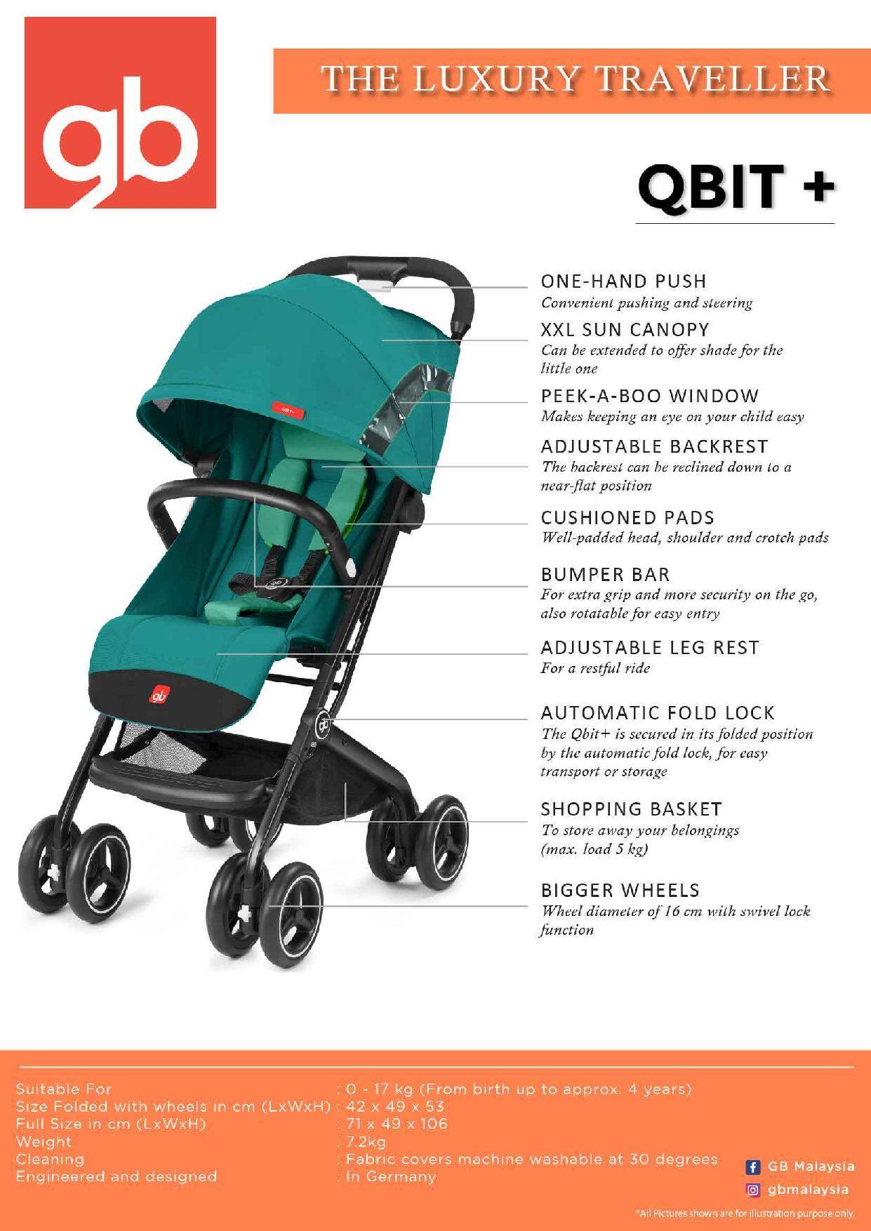 ⚡KASI LICIN SALE⚡ gb QBIT+ Stroller Compact The Luxury Traveller