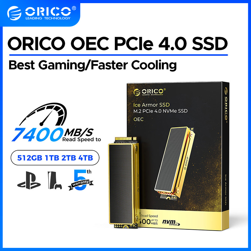 ORICO Ice Armor SSD M.2 PCIE 4.0 NVME SSD LianYun 1602 Controller 3D NAND Flash 512GB/1TB/2TB Giá 3,914,000 Đồng*Miễn phí vận chuyển