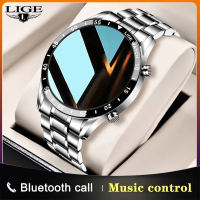 LIGE New Bluetooth Call Smart Watch Men Full Touch Screen Sports Fitness Watch IP67 Waterproof For Android ios +Box