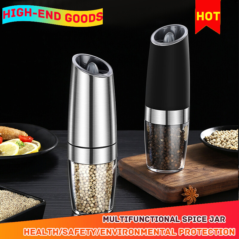 Gambar ?100% Quality Assurance? Gravity Induction Pepper Grinder Electric Stainless Steel Sea Salt Pepper Black Pepper Grinder Grinding Seasoning Bottle