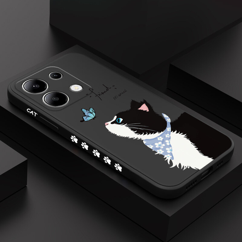 Cat Butterfly Phone Case For Xiaomi Redmi Note 13S 13 Pro Plus 13C 13 4G 5G Comfortable Feel Cover