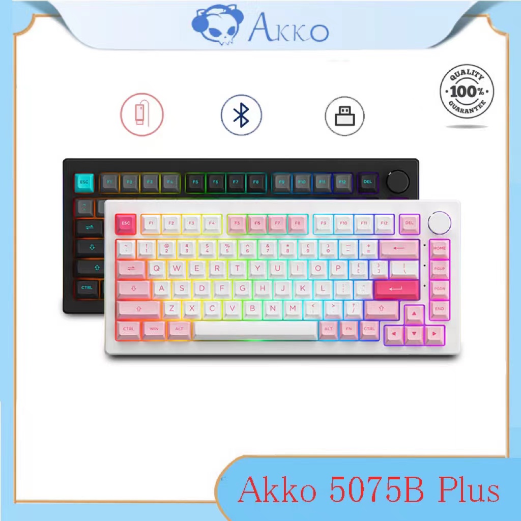 Akko 5075B Plus BlackCyan 75 Hot Swappable MultiModes RGB Mechanical