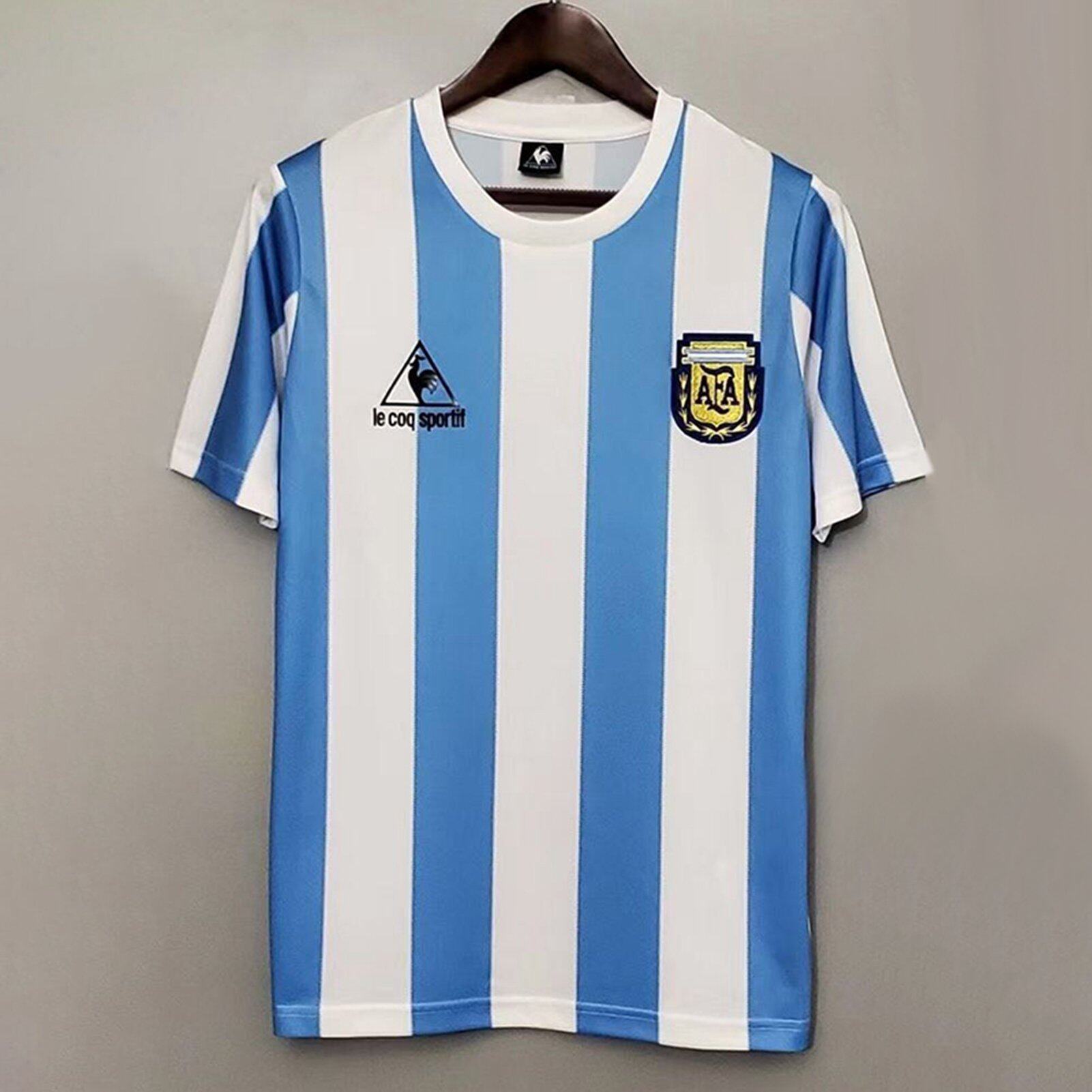 AWSCDCS 1986 Coupe du Monde Classique Argentine Forever Hero Numéro 10 Ballon d'or Maradona Shirt Vintage Shirt De Football Uniforme T-Shir Size:3XL,Color:G1 