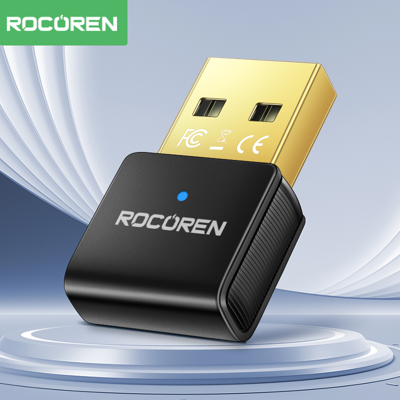 Rocoren Bộ chuyển đổi USB không dây 5.3 Đầu nhận Bluetooth Máy phát âm thanh USB Adapter cho bàn phím kèm chuột máy tính để bàn