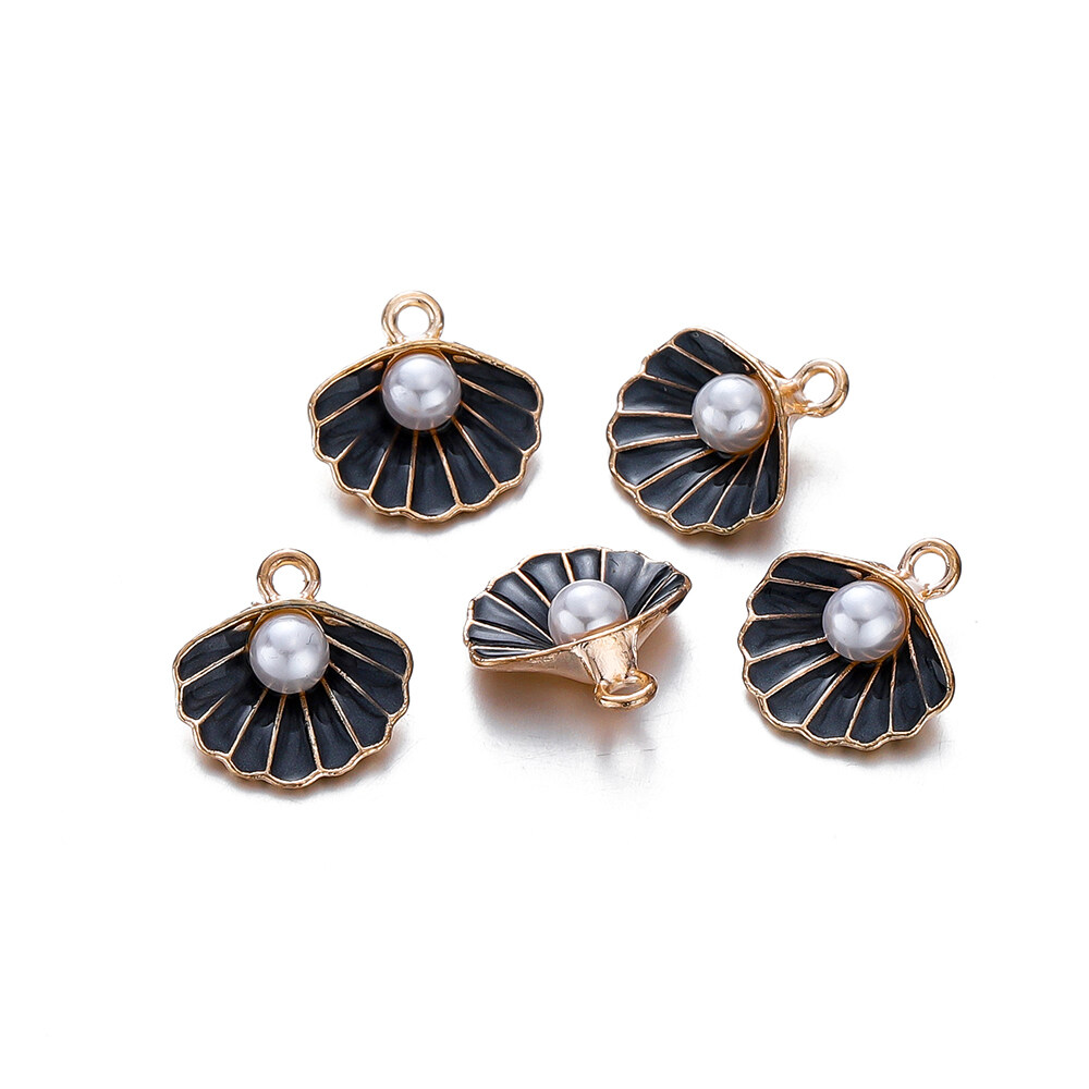 St.kunkka 10 chiếc/Túi Mặt dây chuyền vỏ vỏ ngọc trai mặt dây chuyền hợp kim sơn mài cho trang sức làm Vòng Cổ Vòng tay tự làm