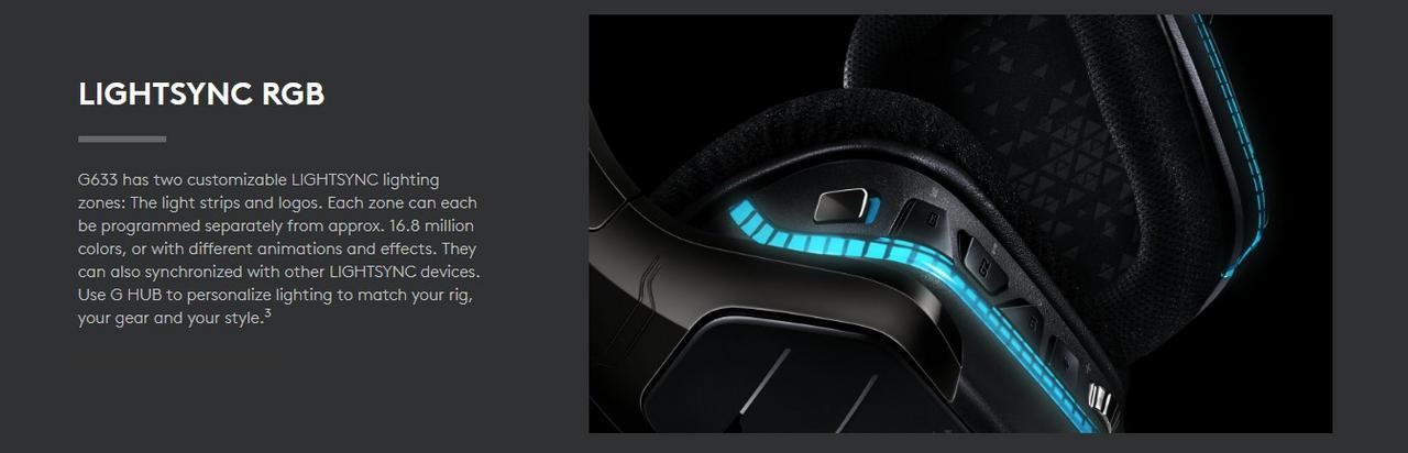 Logitech G633s RGB LIGHTSYNC Wired Gaming Headset 7.1 Surround Sound with Mic 19 a954ac64167e254e39f4e0dc31bc972c