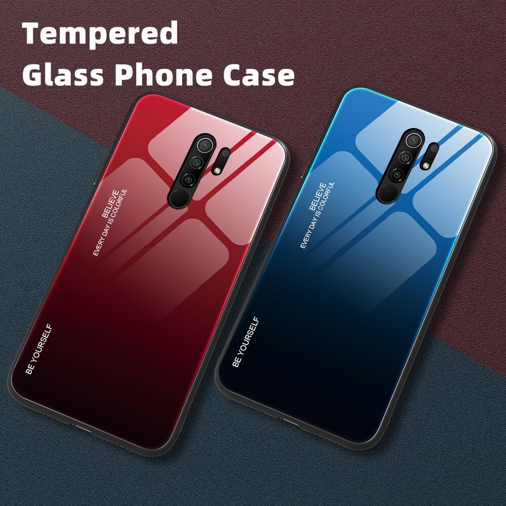 New Fashion Case For Redmi 9 9a 9t Case For Redmi Note 9 Pro Max 9s 9 Luxury Gradient Glass Case 8413