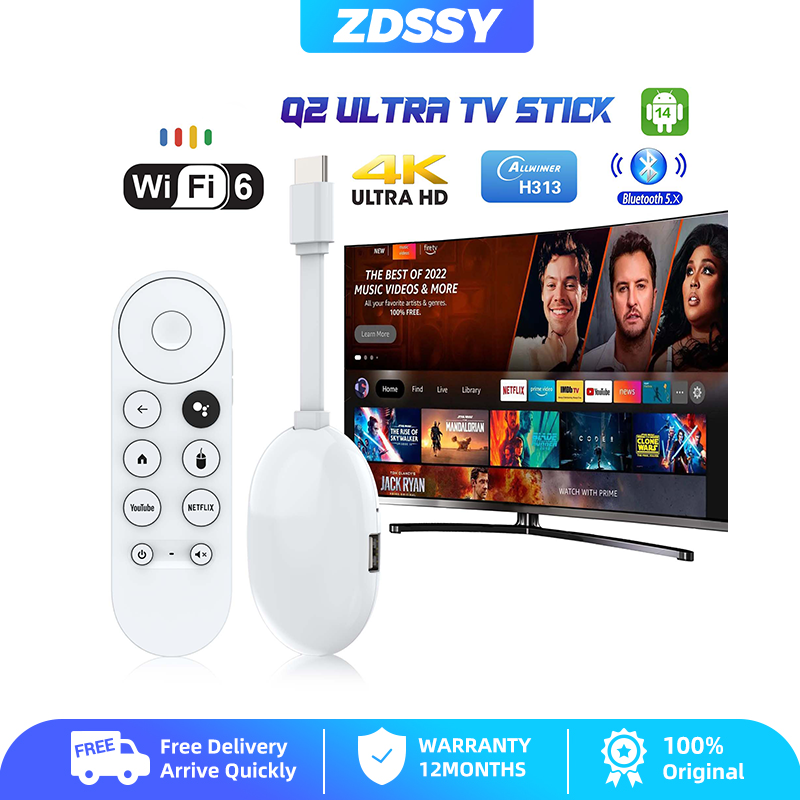 ZDSSY Global Mortal Android 4k Home theater Smart TV Stick Q2 Ultra Allwinner H313 2GB RAM 16GB ROM Dual Wifi 6 Bluetooth Voice remote Streaming Media Player TV Dongle ราคา 1,200 บาท*ส่งฟรี