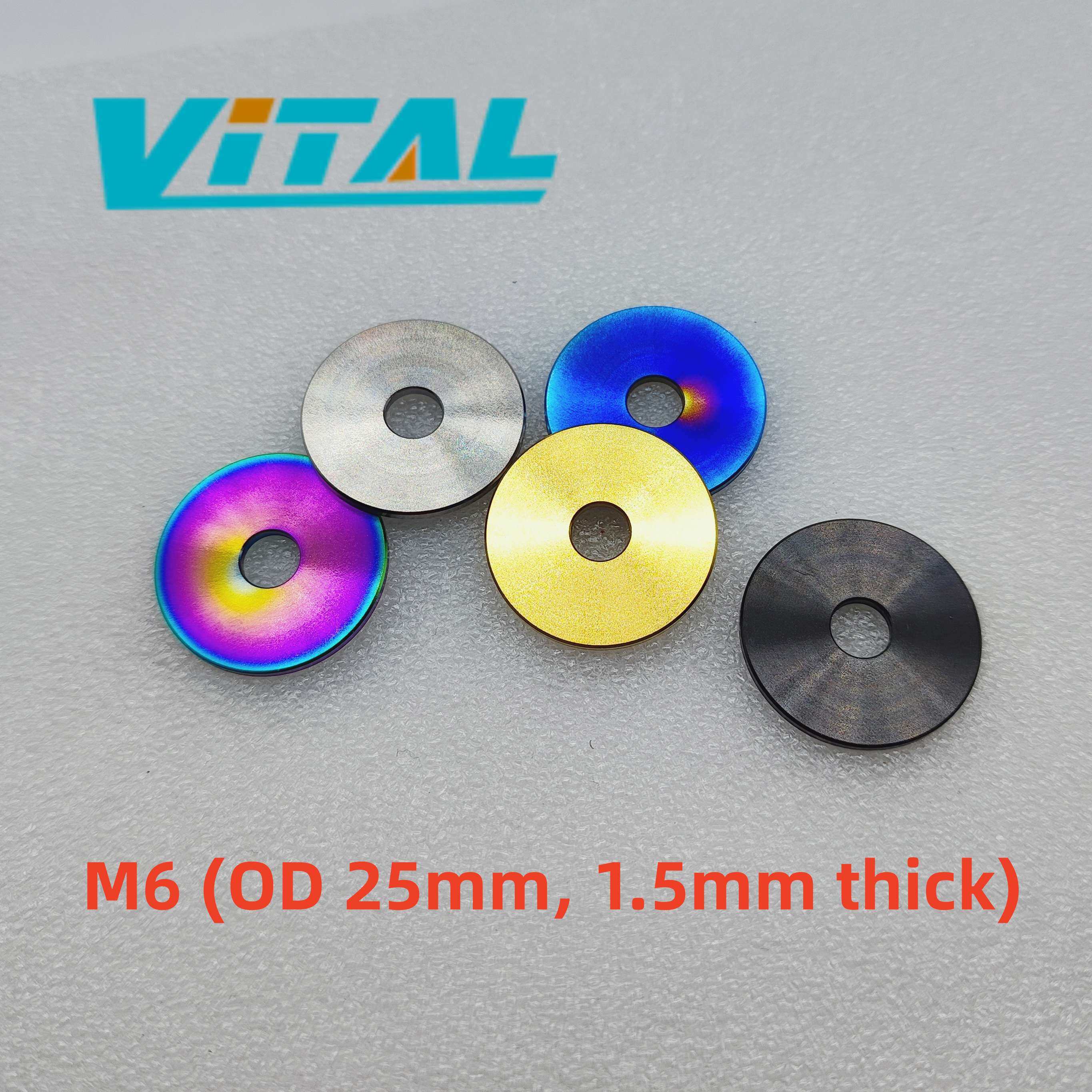 1pc Vitaltitanium Grade 5 Titanium Washers M6 OD25mm 1.5mm thickness wider washer Titanium Alloy washer for Bicycle Motorcycle Car titanium gasket Ti washer widebody