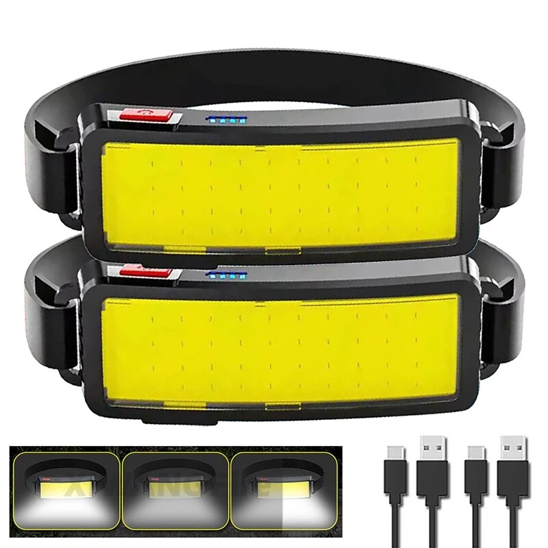 Đèn Pha Led mạnh mẽ COB được xây dựng trong pin Type-C Đèn pin sạc câu cá ngoài trời Đèn Cắm Trại đèn pin chống thấm nước
