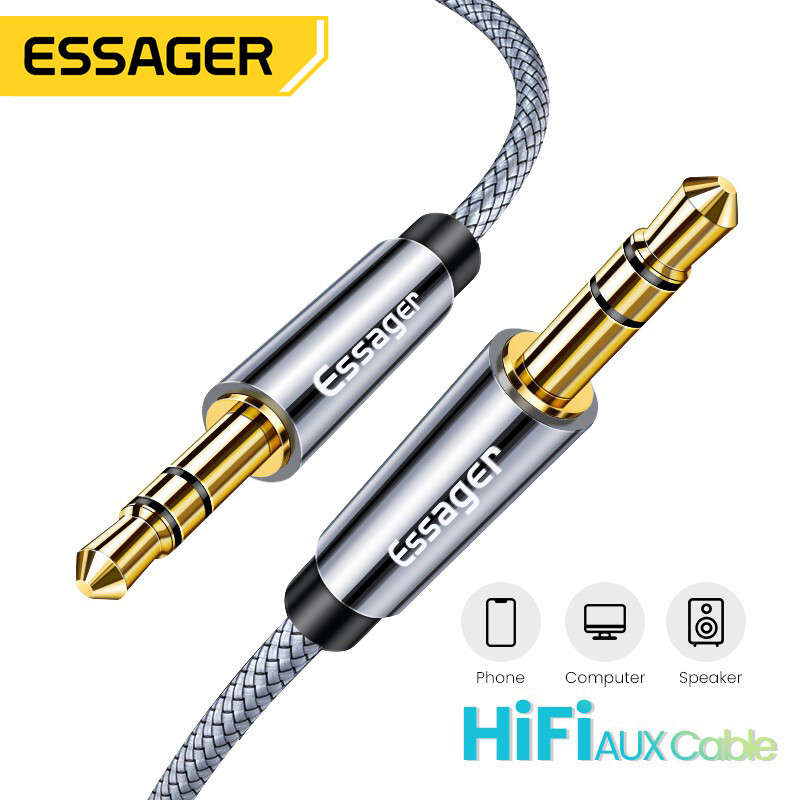 Essager Aluminum Alloy 3.5mm to 3.5mm Audio Cable Auxiliary Extension Audio Cable Compatible with All Devices with 3.5mm Aux Jack ราคา 70 บาท*ส่งฟรี
