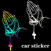 Pearl Prayer Gesture God Jesus Christ Car Laser Sticker