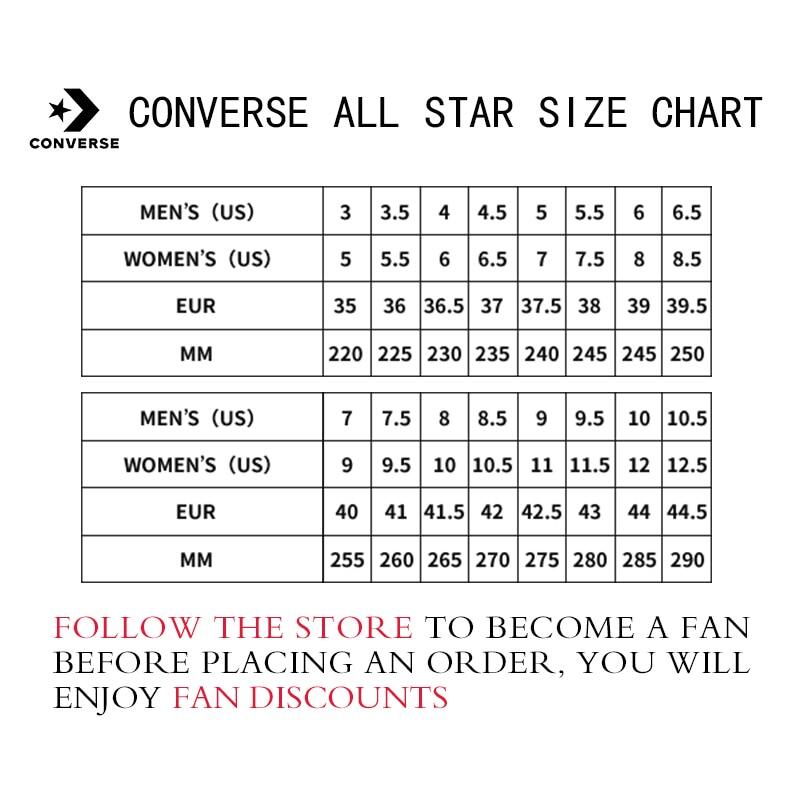 all star shoe size chart