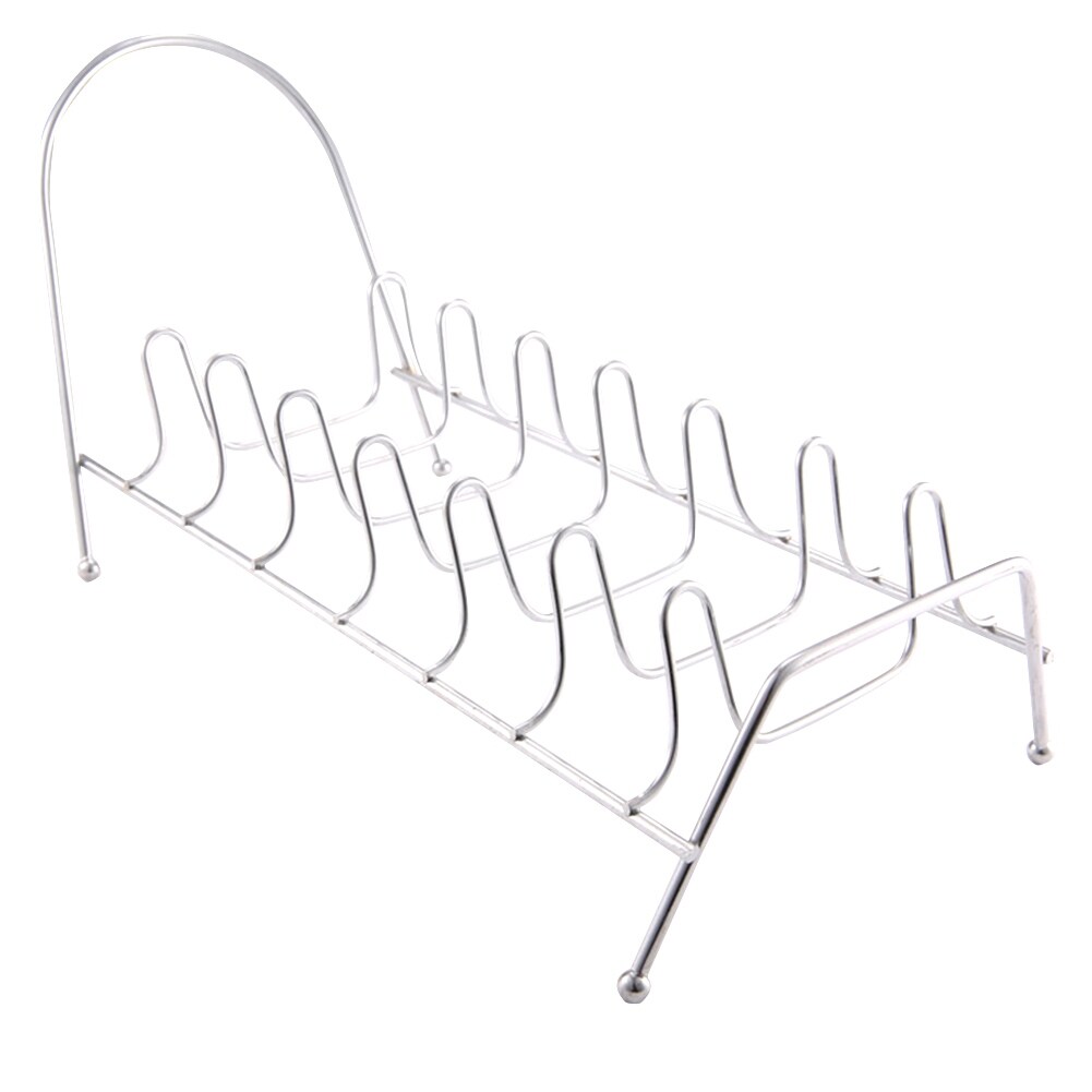 Gambar Kitchen Sink Pan Draining Shelf 7 Slots Holder Countertop Drying Stand Bowl Storage Dish Rack Plates Pot Lid Stainless Steel
