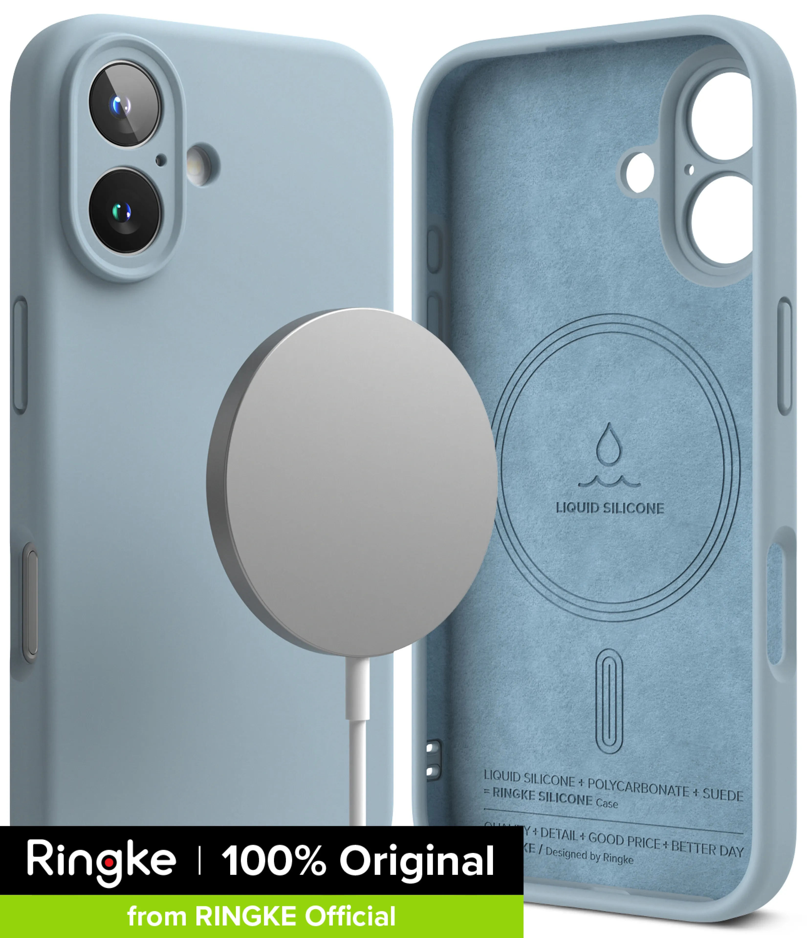 Ringke Silicone Magnetic Compatible with iPhone 16 / iPhone 16 Plus Case, Lightweight Soft Silicone Protective Cover