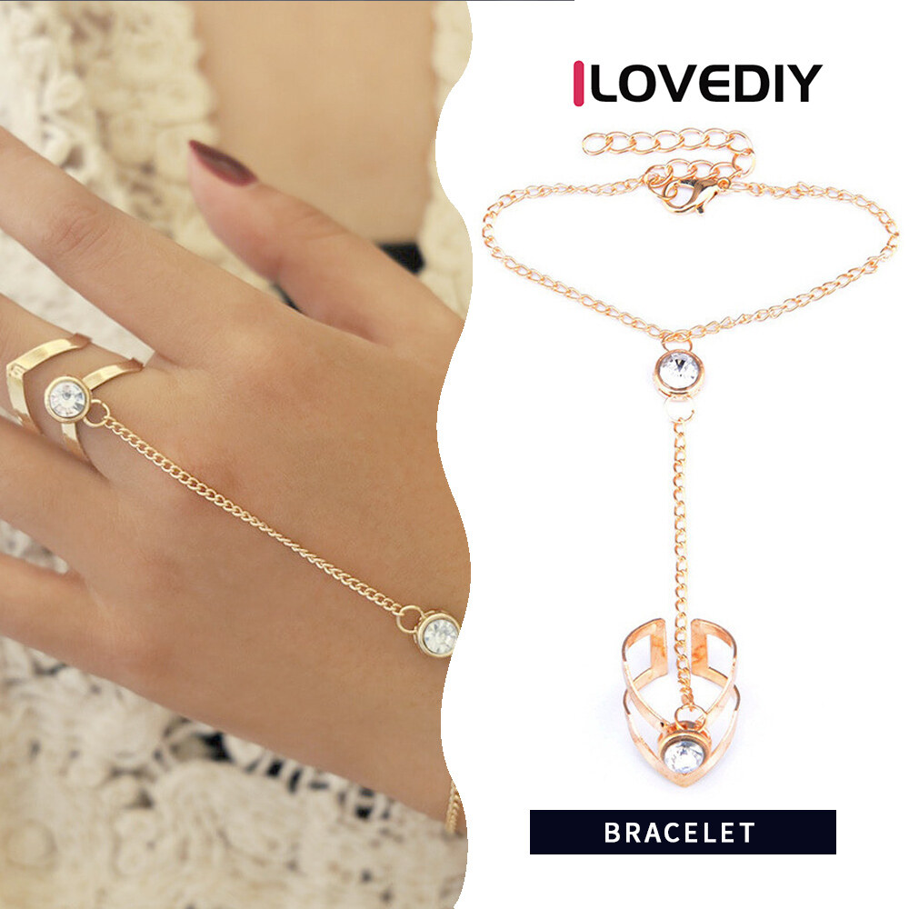 [ILOVEDIY] Fashionable Women's Diamond Geometric Hollow Arrow Bracelet Metal Splicing Ring Bracelet