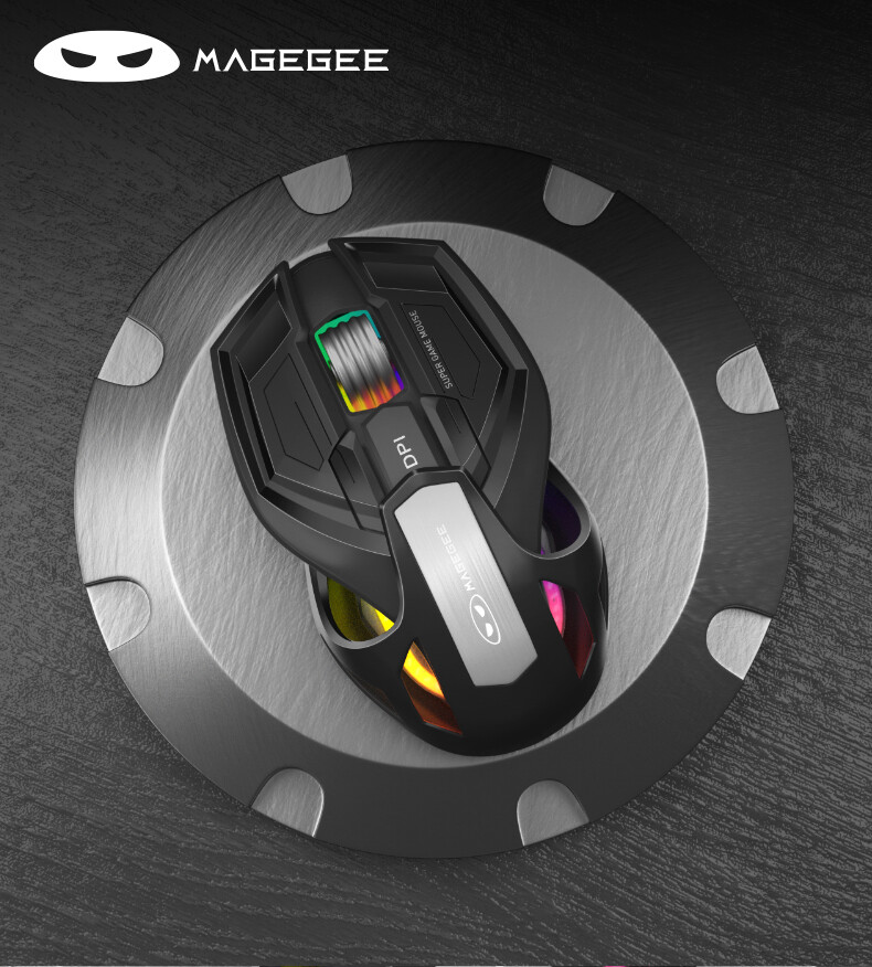 Chuột Chơi Game MageGee G6 Đèn Nền Màu Cầu Vồng Chuột Chơi Game/Văn Phòng Có Dây USB 7 Nút 3200DPI Chuột Quang LED Chuột Hồng Im Lặng, Dành Cho Máy Tính Xách Tay, PC