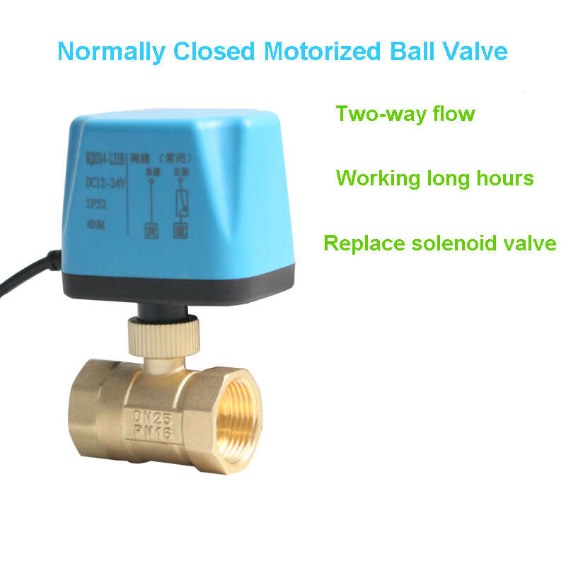 Van bi động cơ thường đóng 1/2 "3/4" 1 "1-1/4" 1-1/2 "2" van bi điện hai dây bằng đồng thau 220v 12v 24v dn15 dn20 dn25 dn32 dn40 dn50 có động cơ van bi