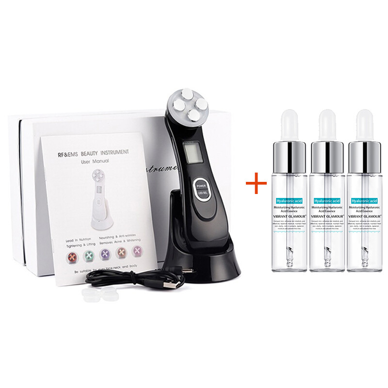 Gambar With 3pcs Essence Mesotherapy Electroporation RF Radio Frequency Facial LED Photon Skin Care Device Face Lifting Tighten Wrinkle Removal Eye Care
