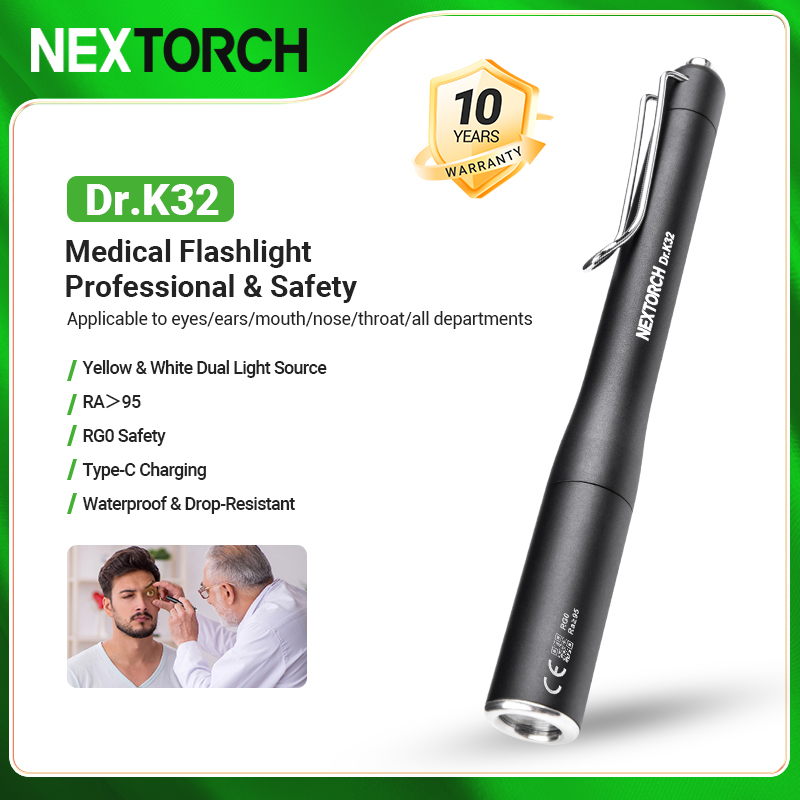 NEXTORCH Dr.K32 LED Rechargeable Pen Flashlight,Pocket-Sized Penlight Dual Light Medical Penlight ราคา 1,463 บาท*ส่งฟรี
