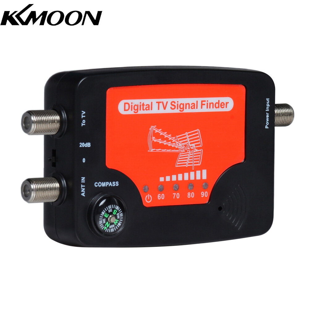 Kkmoon máy dò tín hiệu tv máy dò cường độ tín hiệu ăng ten tv di động màn hình led máy đo tìm tín hiệu kèm la bàn chuông báo động