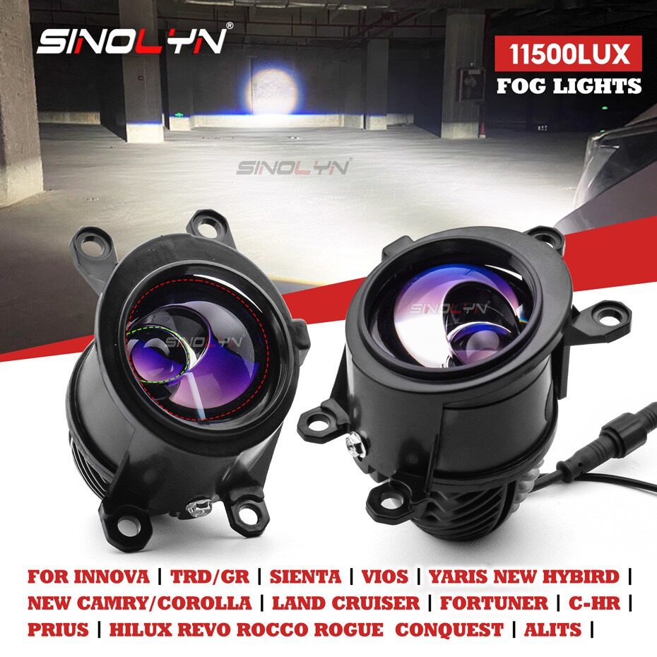 Matrix Blue Bi LED Fog Lights Projector Lens Tri Colors For Toyota Hilux Revo Rogue Conquest/ Fortuner/ Altis/ Vios/ Sienta/ Yaris Retrofit Bumper Sport Driving Lamps ราคา 1,585 บาท*ส่งฟรี