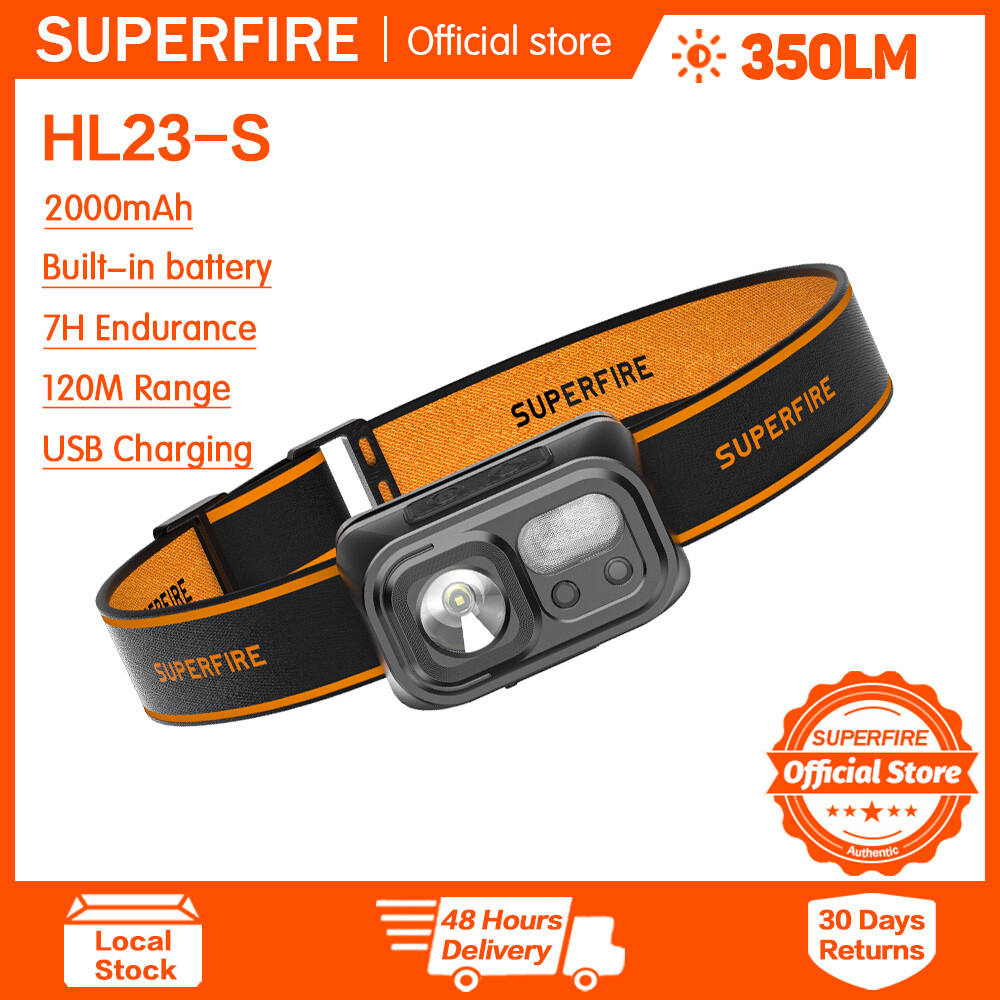Superfire Đèn pin HL23 cảm ứng đèn pha 350 lumens đầu-gắn ánh sáng có thể sạc lại dẫn đèn đôi đèn pha đèn câu cá ban đêm nhỏ