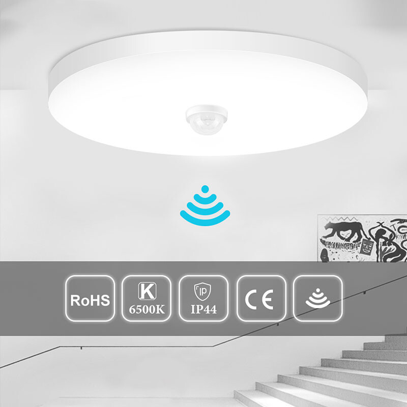 Dẫn ba bằng chứng Đèn trần cảm biến chuyển động PIR 9W 12W Radar cảm biến con người cảm biến cơ thể hành lang đèn cảm biến 6500K